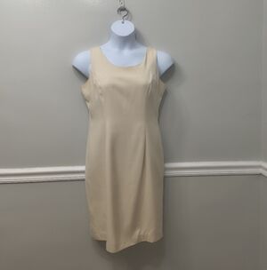 Misho Women's Silk Sheath Sleeveless Dress Beige/Cream Sz 10 Career Business